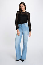 Long-sleeve lace t-shirt black women