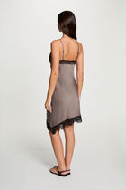 Asymmetric satin dress taupe women