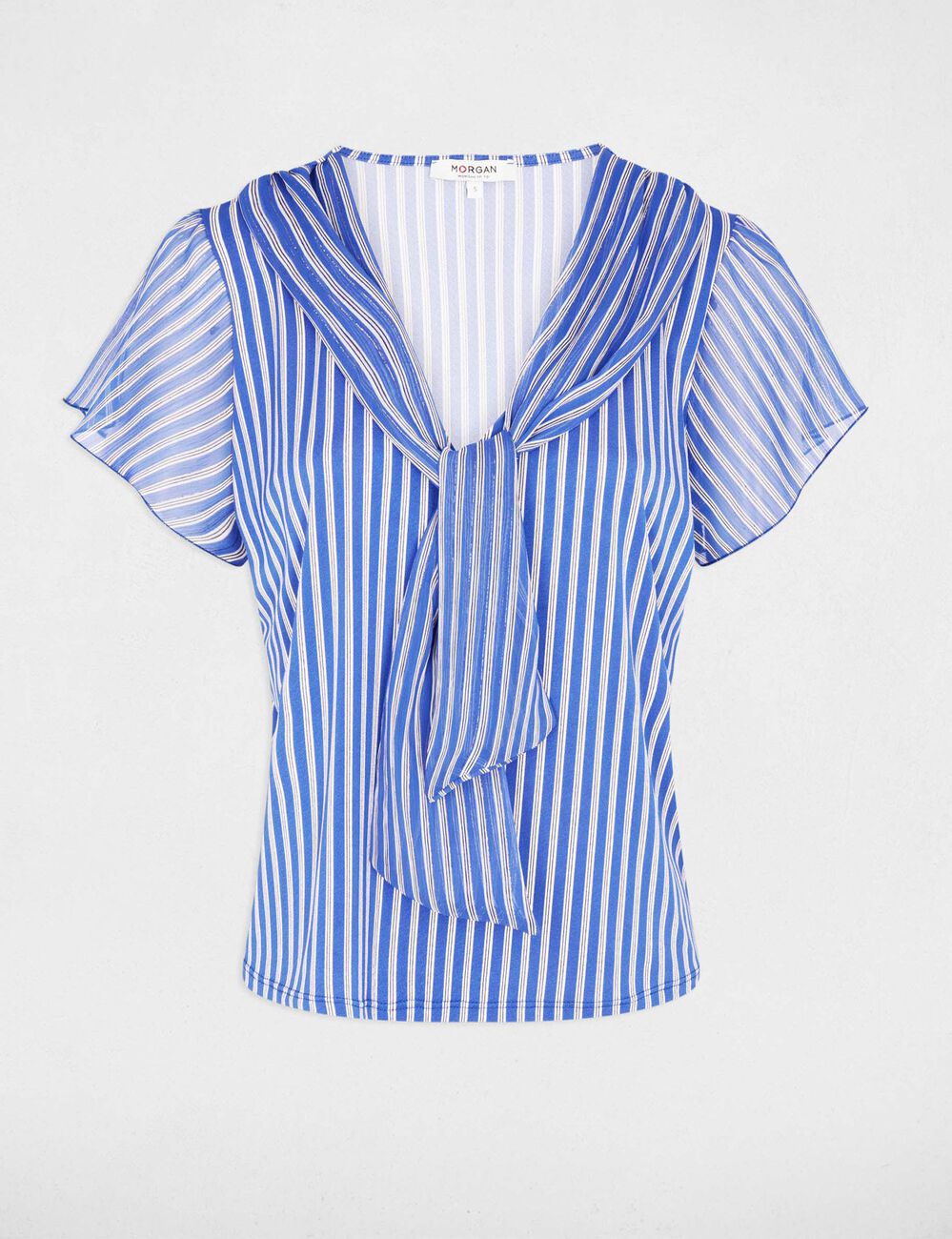 T-shirt with tie neck white women