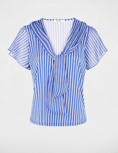 T-shirt with tie neck white women