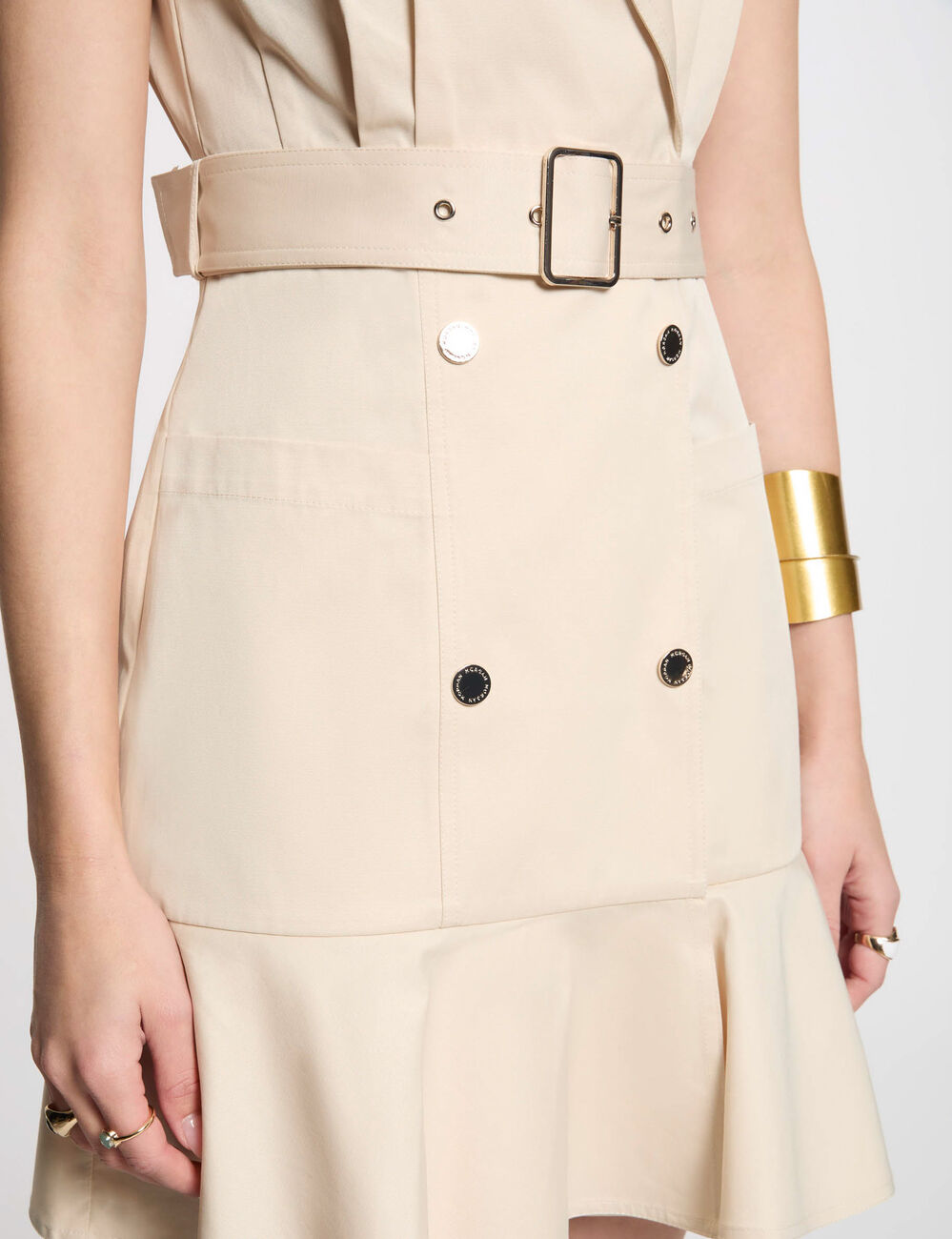 Robe courte portefeuille creme femme