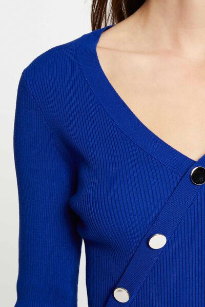 Long-sleeved jumper with buttons electric blue ladies'