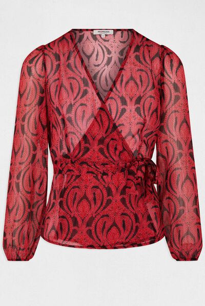 Long-sleeved blouse abstract print multico ladies'