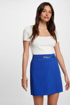 Jupe courte portefeuille bleu electrique femme
