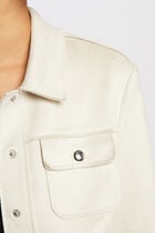Buttoned suede jacket ecru women