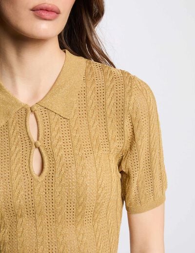 Jumper with polo collar mustard yellow women