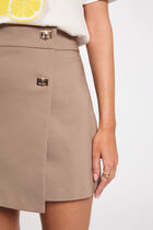 High-waisted skirt shorts taupe women
