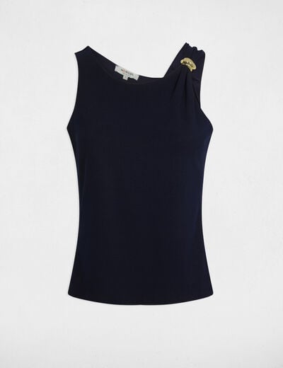 Sleeveless vest top navy blue women
