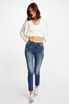 Long-sleeved cardigan openwork details ecru women