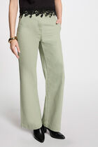Jeans jambe large vert clair femme