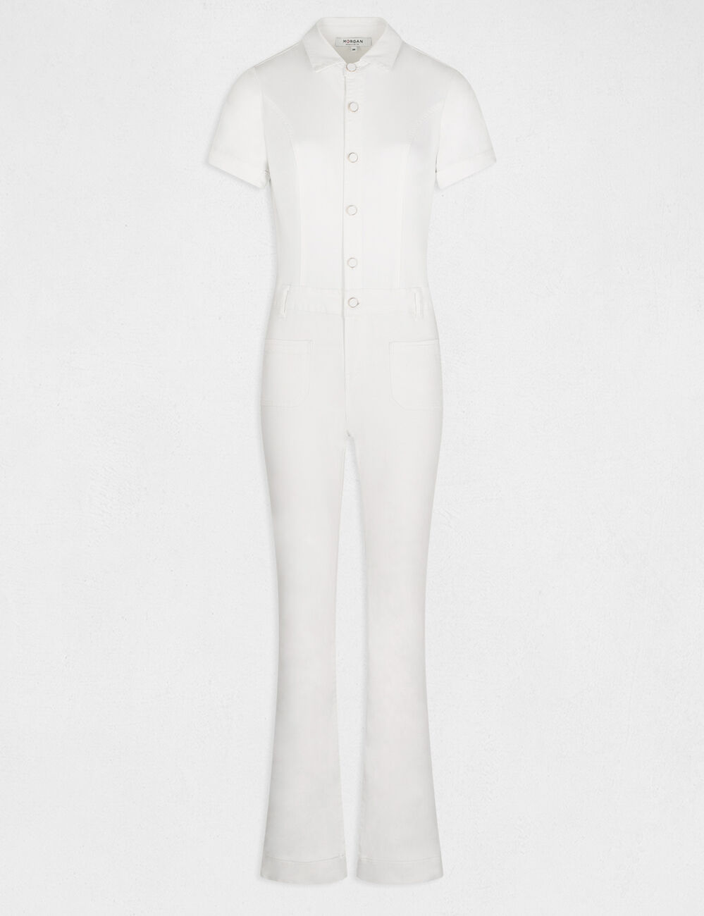 Flare buttoned jumpsuit ecru women