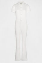 Flare buttoned jumpsuit ecru women