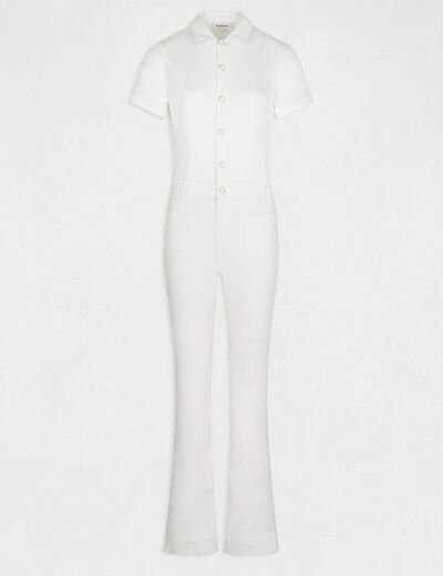 Flare buttoned jumpsuit ecru women