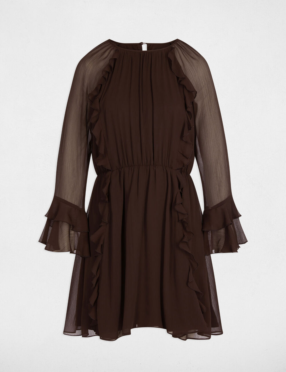 Flowy short dress dark brown women