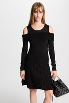 A-line mini knitted dress black women