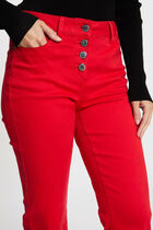 Buttoned bootcut trousers red women