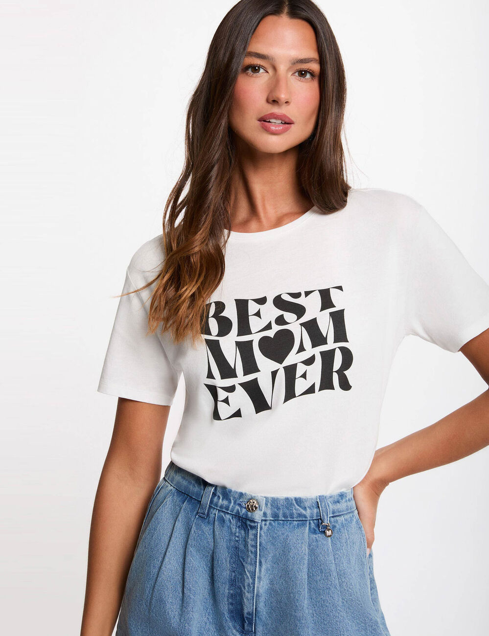 Round neck short-sleeve t-shirt white women