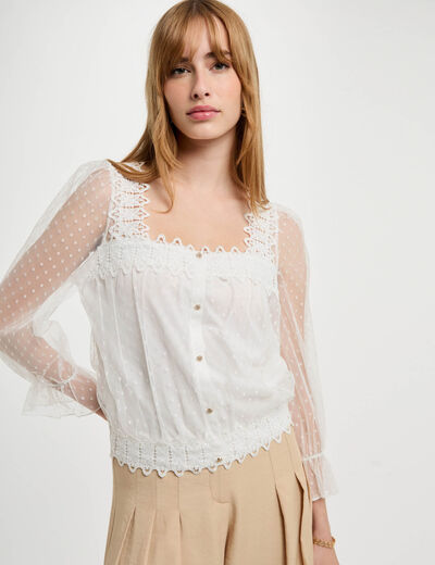 3/4-length sleeved t-shirt white women