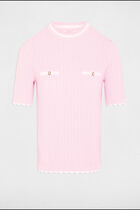 Short-sleeved jumper pastel pink women