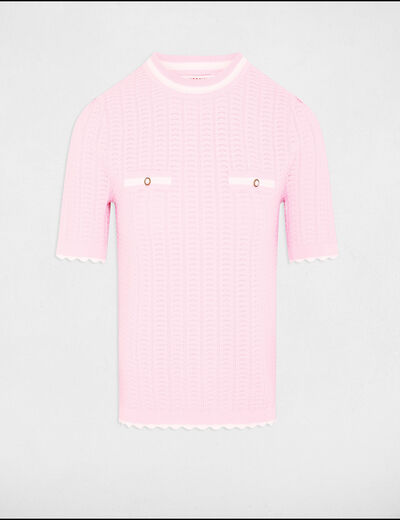 Short-sleeved jumper pastel pink women