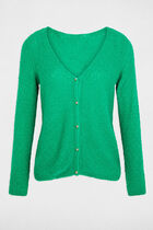 Gilet manches longues col en V vert femme
