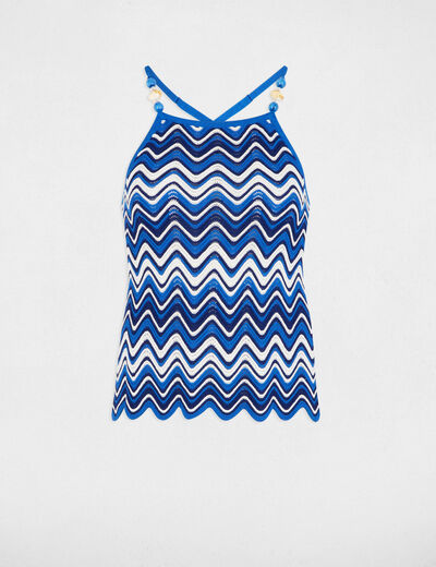 Printed knitted top electric blue women