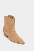 Bottines western à talons beige femme