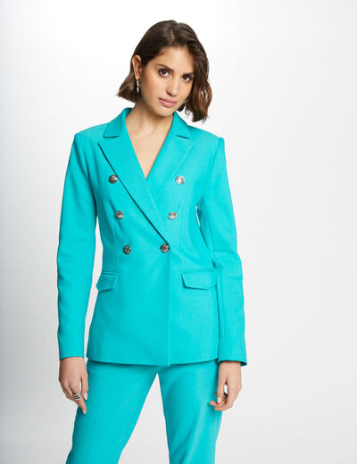 Buttoned waisted jacket turquoise ladies'