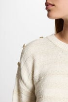 Jumper round neck and buttons beige women