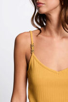 Vest top thin straps mustard yellow women