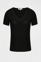 Short-sleeved t-shirt with V-neck black women