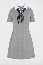 Knitted dress with folded collar light grey women