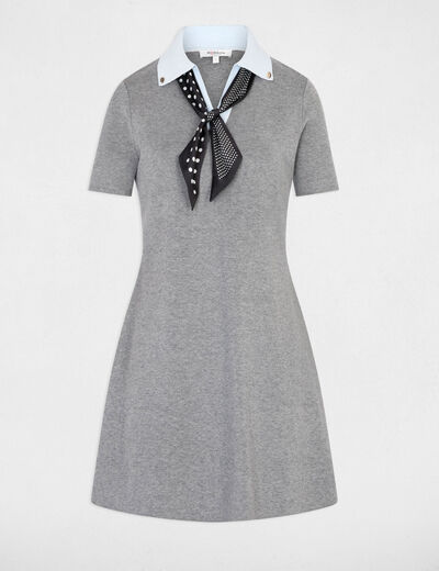 Knitted dress with folded collar light grey women