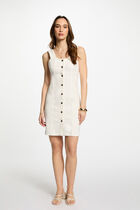 Short fitted denim dress ecru women