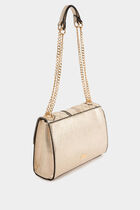 Quilted and metallised flap bag gold yellow women