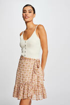Wrap skirt abstract print multicolored women