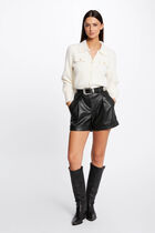 Long-sleeved cardigan with lapel collar ivory women