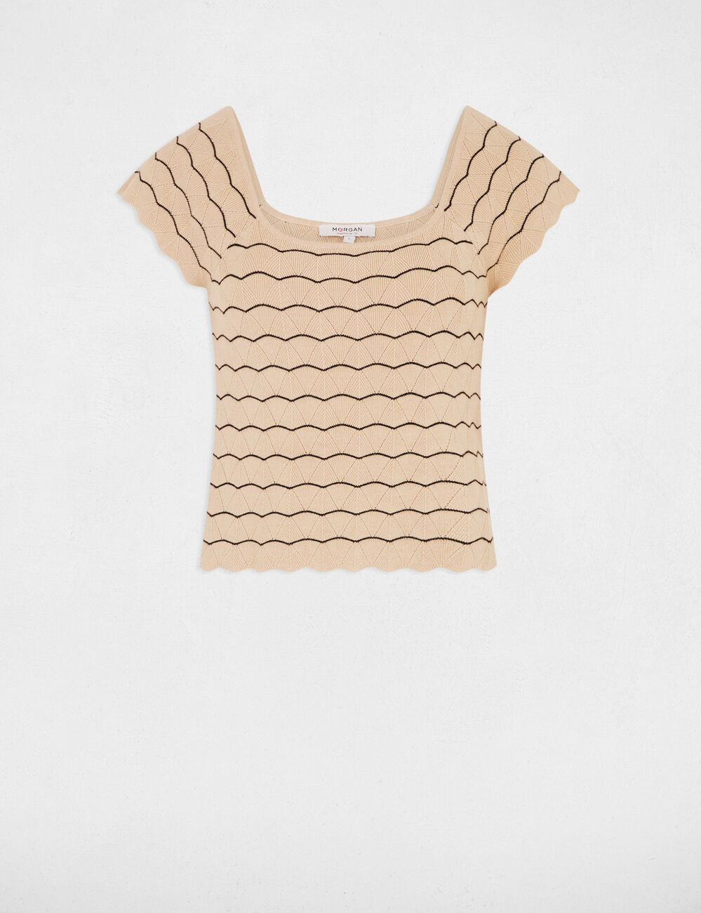 Short-sleeved jumper beige women