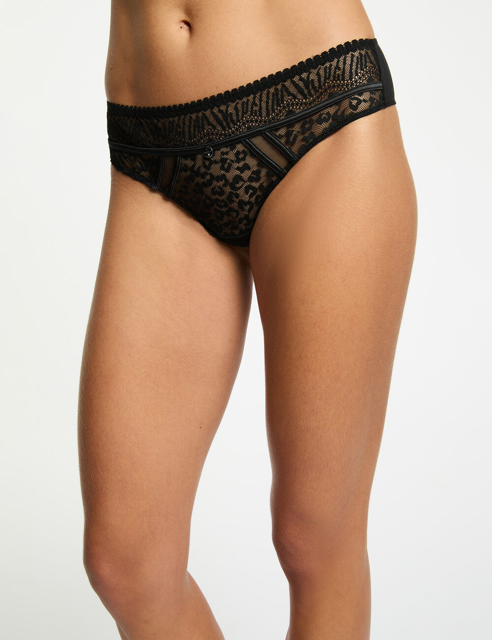 Lace thong with thin straps black women