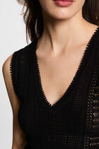 Sleeveless openwork jumper black women