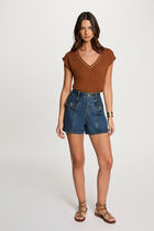 Short-sleeved t-shirt cognac brown women