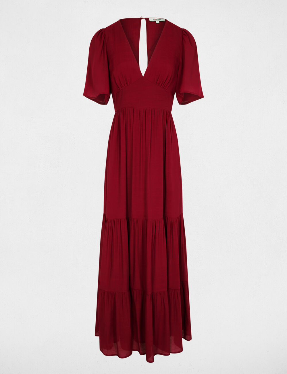 Long dress with V-neck bordeaux women