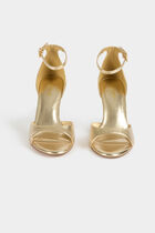 Faux leather heeled sandals gold yellow women