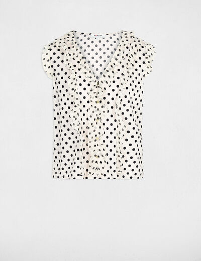 V-neck short-sleeve shirt ivory women