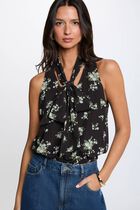 Sleeveless top with tie neck multicolor women