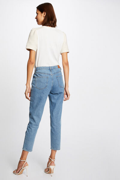 Short-sleeved t-shirt with V-neck ecru ladies'