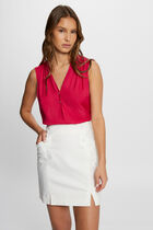 Mini skirt with buttons ivory women