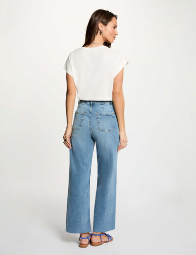Straight t-shirt with round neck white women