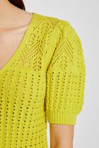 Short-sleeved openwork jumper medium yellow women