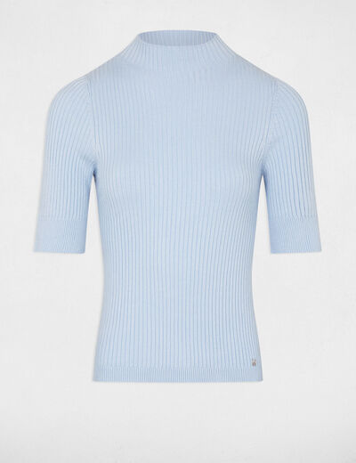 Jumper high collar and short sleeves sky blue ladies'